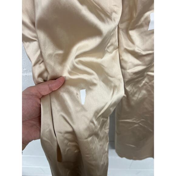 RTR Jonathan Simkhai Sz 6 Cream Gold Duchesse High Bootcut Wide Leg Satin Pants - Picture 8 of 10